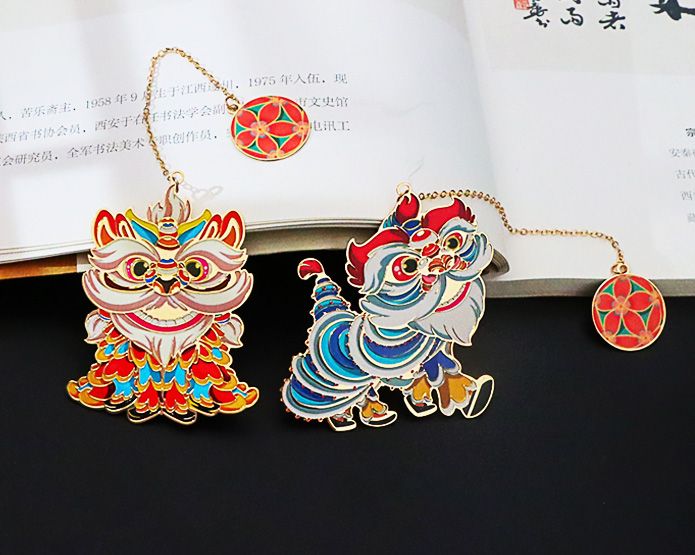 舞獅金屬書簽