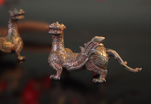 錯銀銅雙翼神獸樹脂冰箱貼定制